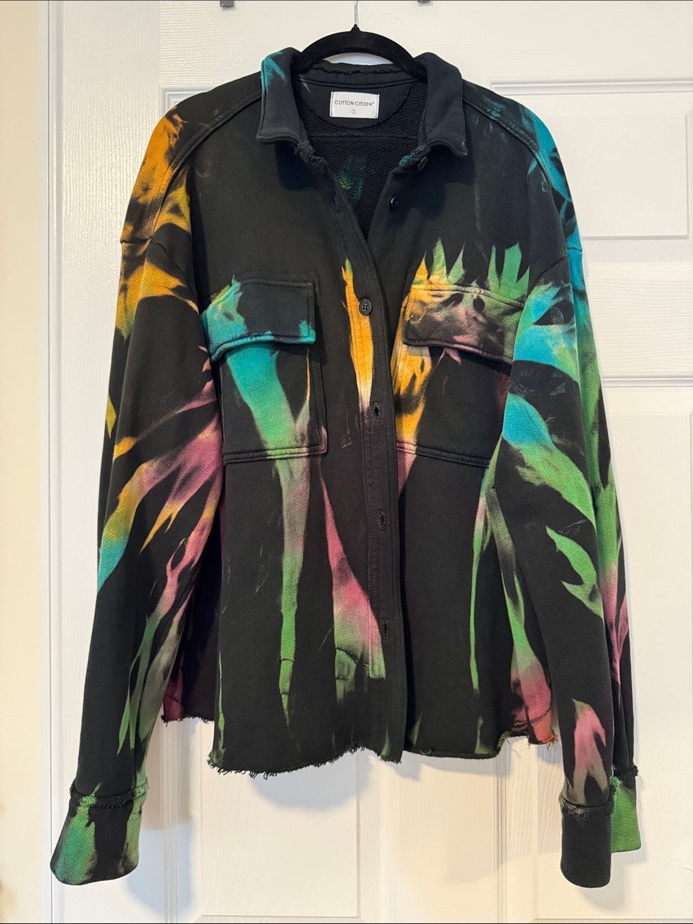 Cotton Citizen Brooklyn Tie-Dye Black Sweatshirt Button Down Women’s Size S